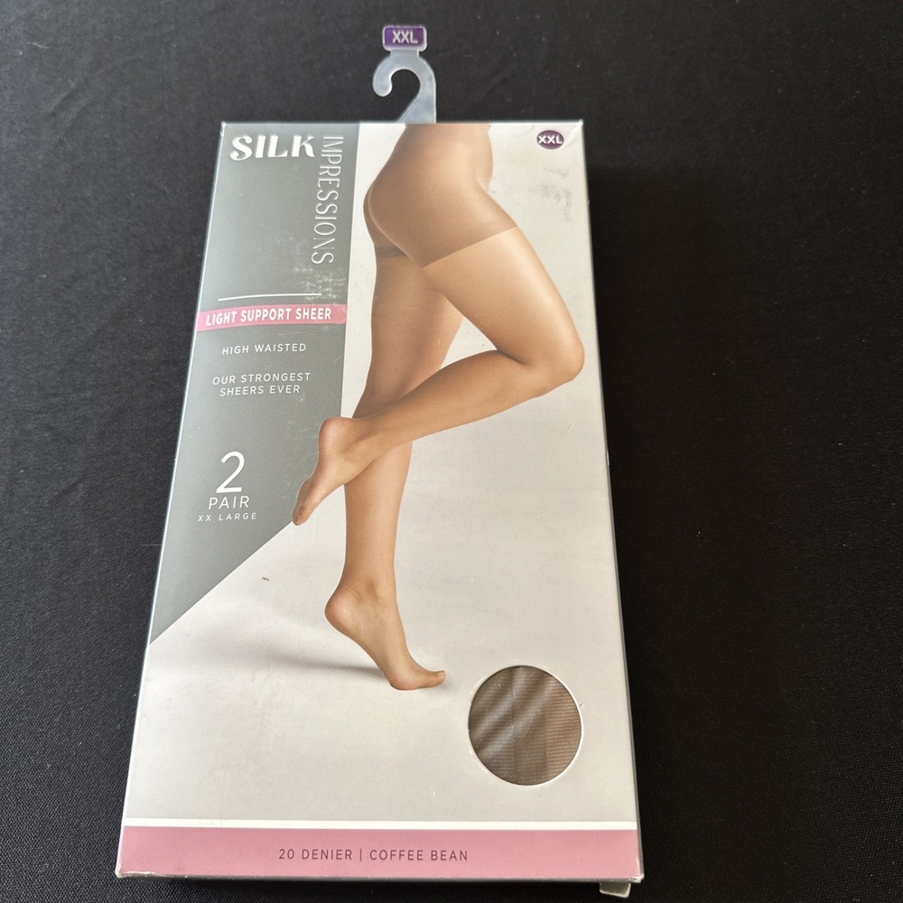 Silk Impressions Shimmer Sheer 20 Denier Coffee Bean 2-pack Pantyhose XXL